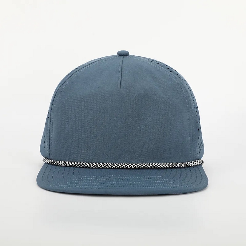 OEM Custom Design Logo 5 panel klassisk ustruktureret almindelig blank laserskæring 5 panel perforeret gorrasnylon reb hat