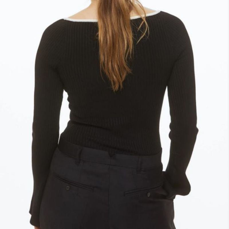 Mode bred krave toppe strikkede basale trøjer slank langærmet til kvinder