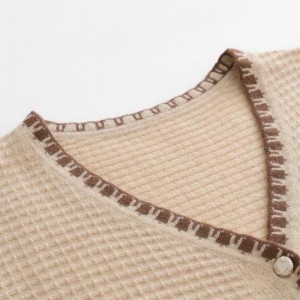 Mode sommerstrik cardigan top v hals shortseleeve sweater