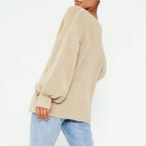 Strikket cardigan med lange ballonærmer og en åben front