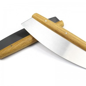 OEM/odm 304 rustfrit stål pizza cutter pizza skive med eg træhåndtag