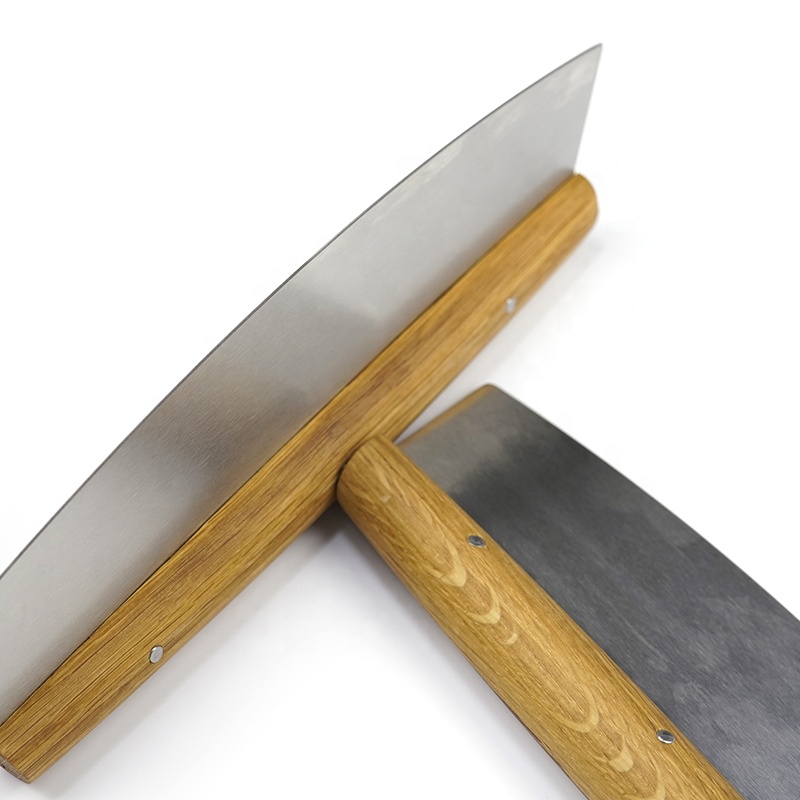OEM/odm 304 rustfrit stål pizza cutter pizza skive med eg træhåndtag