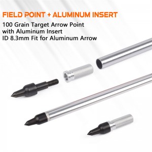 Elongarrow 100grain skrue pilespidser og aluminiumsindsatser