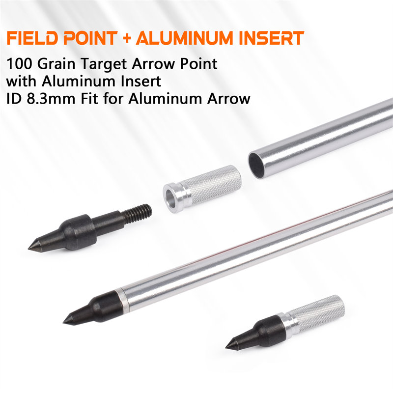 Elongarrow 100grain skrue pilespidser og aluminiumsindsatser