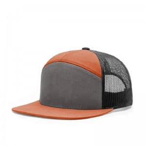 Brugerdefineret almindelig 7 panel mesh trucker hat snapback hatte