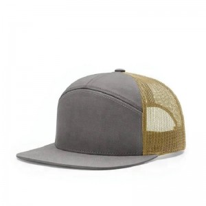 Brugerdefineret almindelig 7 panel mesh trucker hat snapback hatte