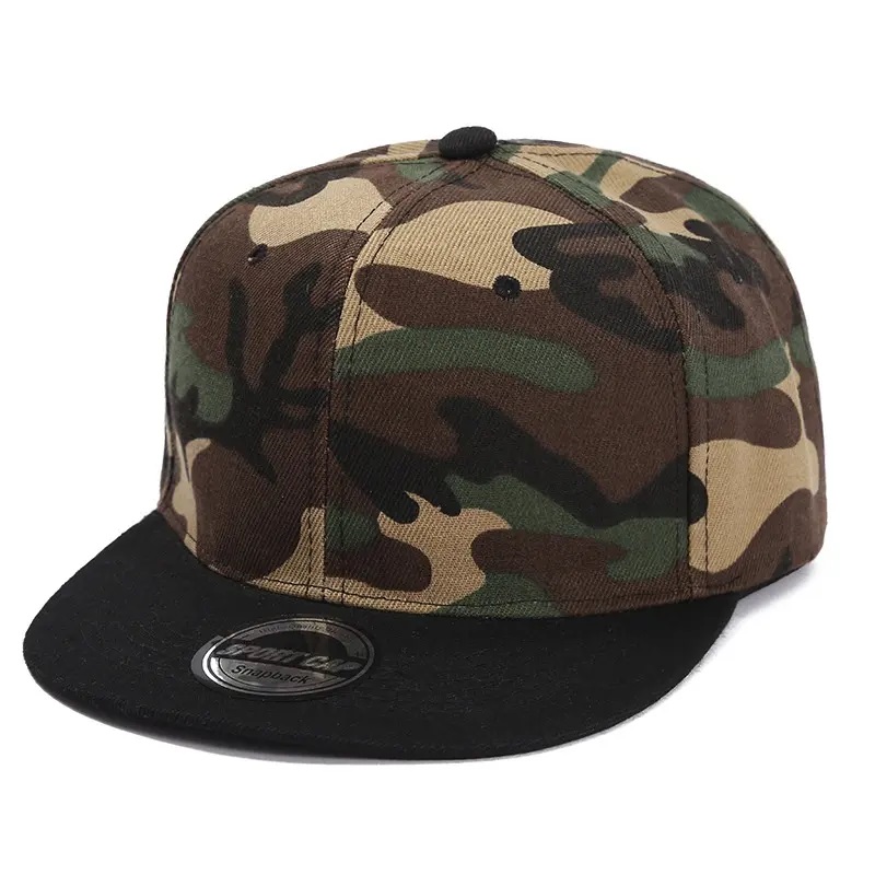 Tilpasset logo Fast farve hat camo lysplade flad langs baseball cap mænd og kvinder sommer hip hop skateboard snapback caps