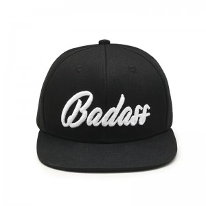 OEM Design Flat Brim 6 Panel Custom 3D Broderi Logo Hip Hop Cap Snapback Hat til mænd