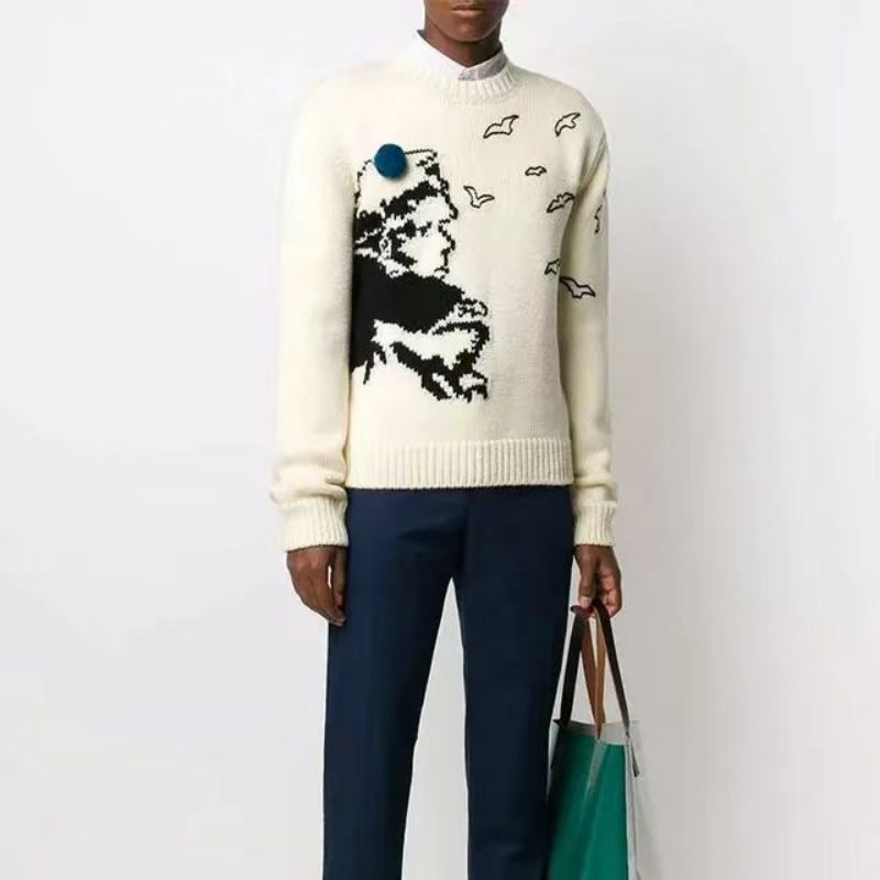 Brugerdefineret vinterproduktion afslappet strik Jacquard -trøjer til mand