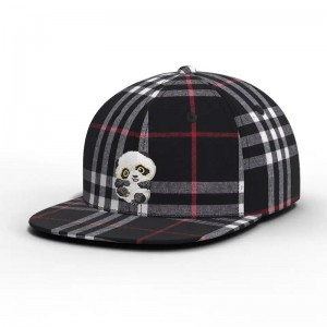 Engrossalg af høj kvalitet Custom Color Carton Panda kontrolleret hat plaid flad brim snapback cap