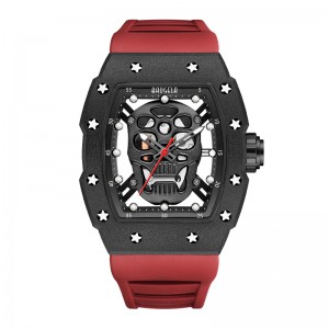 Baogela Skull Tonneau Watch Top Brand Quartz Rustfrit stål ser vandtæt kreativt ur silikonestrop håndledsur Rose 4141