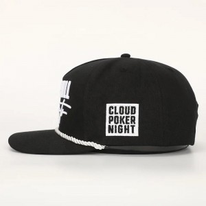 Engros brugerdefineret broderi 5 panel sort bomuld præstation sport far hat mænd kvinder golf gorras reb baseball cap