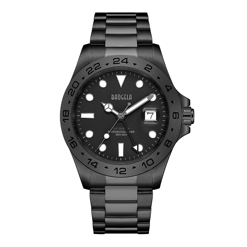 Baogela Men Luxury Watch 304 rustfrit stål schweizisk bevægelse Luminous Dial 50Bar Ashion Business Relogio Masculino armbåndsur 22806