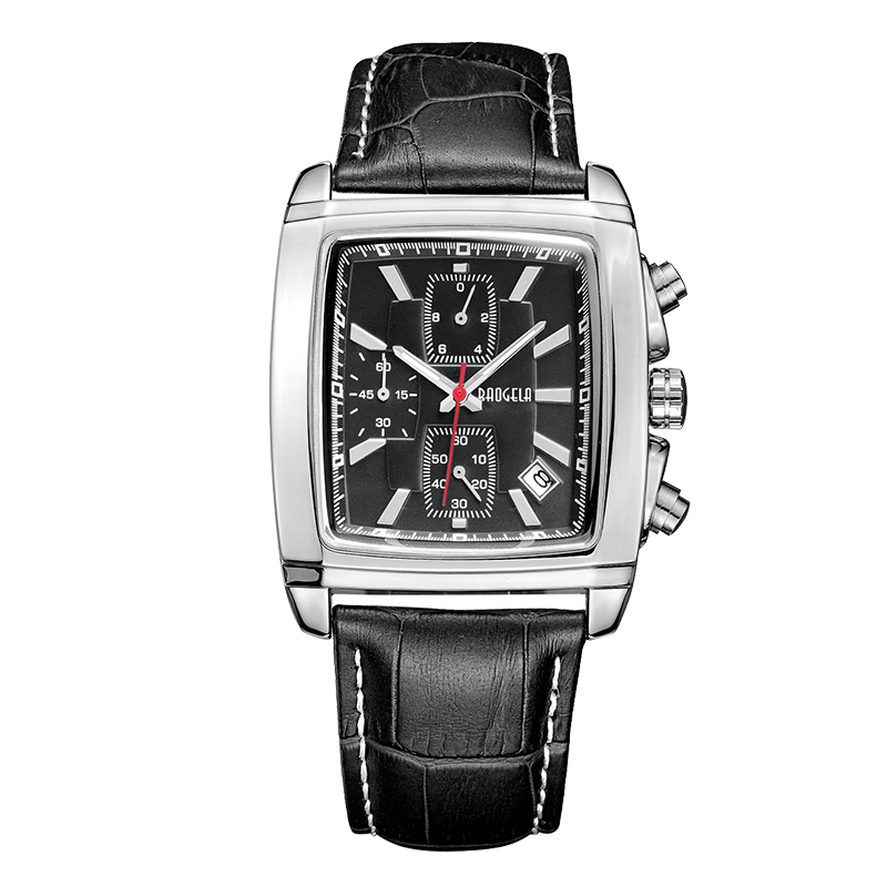 Baogela Rectangle Dial Leather Strap Watch for Men Casual Blue Chronograph Quartz Watches Man Wristwatch Montre Reloj чаы м 22607