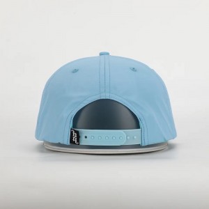 OEM Brugerdefineret høj kvalitet 5 panel flad regning hurtig tør broderi logo snapback cap, klassisknylon ustruktureret reb hat