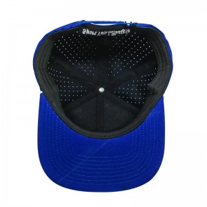 Brugerdefineret høj kvalitet 7 panel perforeret hat, herre 3D broderi logo baseball cap med reb