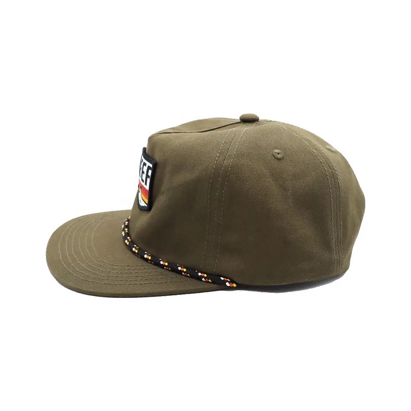 Ustrukturerede snapback hatte med reb retro 5 paneler vævet patch label bomuld twill snapback caps sportman hat