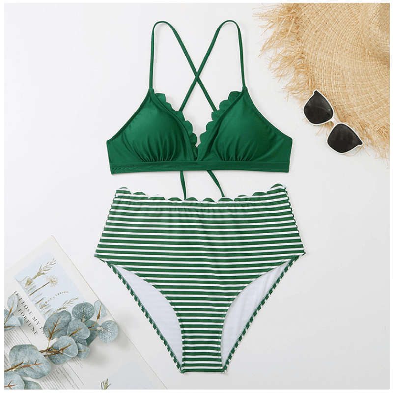 Bikini sexet print flounce to stykker badedragter