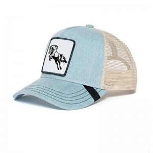Producent 5 panel 100% polyester herre trucker cap hatte med brugerdefineret dyrevævet patch