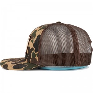 Brugerdefineret duck Brown Camo Snapback Mesh Patch Logo 6 Panel Richardson 112 Trucker Cap Hat