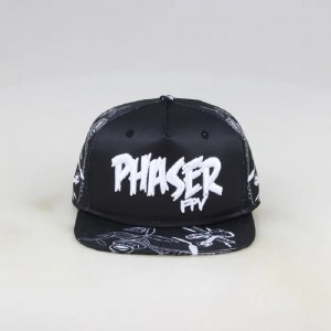 Engros mode flad brim allover sublimering trykt 5 panel brugerdefinerede snapback caps og hatte