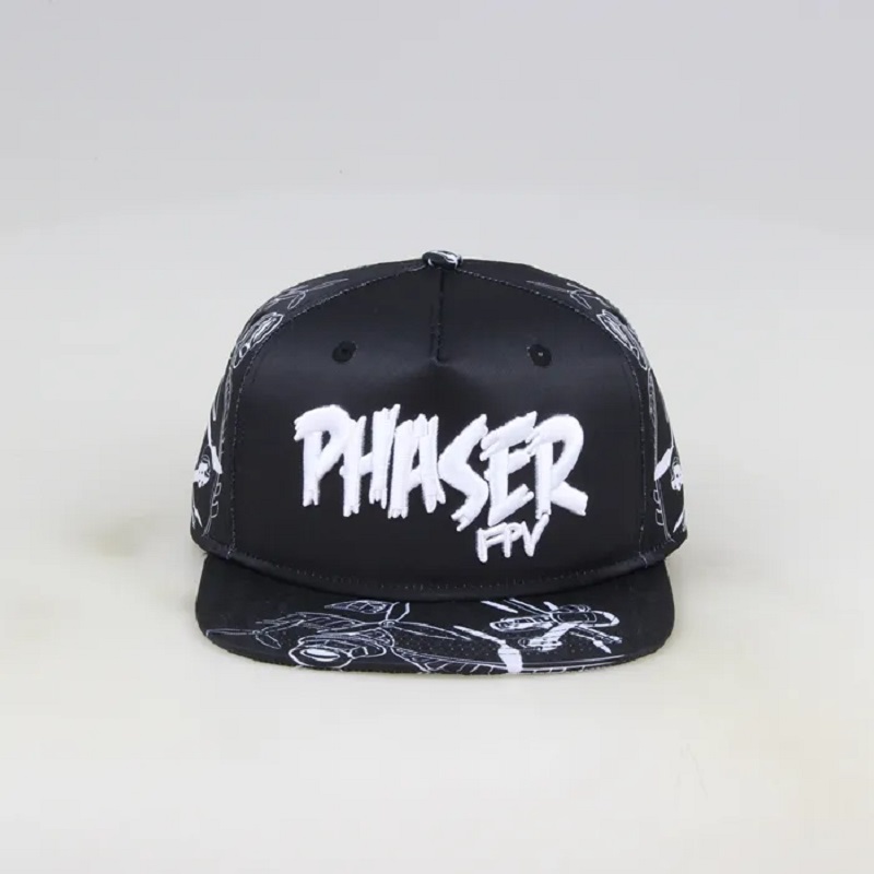 Engros mode flad brim allover sublimering trykt 5 panel brugerdefinerede snapback caps og hatte