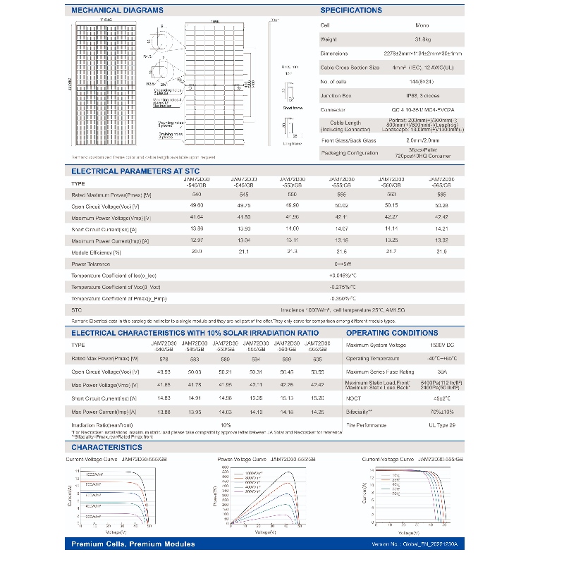 550 W-610 W Photovoltaic Solar Energy System Factory Direct Sales fra Kina