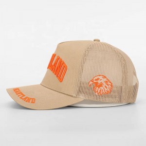 Brugerdefineret høj kvalitet 5 panel bomuldsbroderi logo mesh snap bag baseball cap, klassisk almindelig lastbil gorras, mænd sports trucker hat