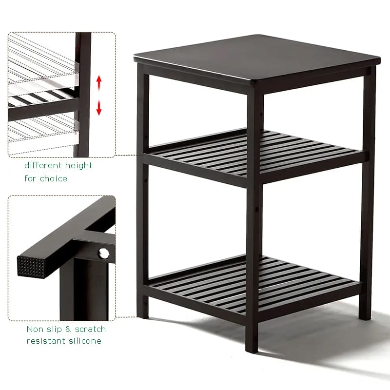 3 lag bambus træ sengebord modernenatbord rund side ende accent sofabordnat stativ til stue soveværelse