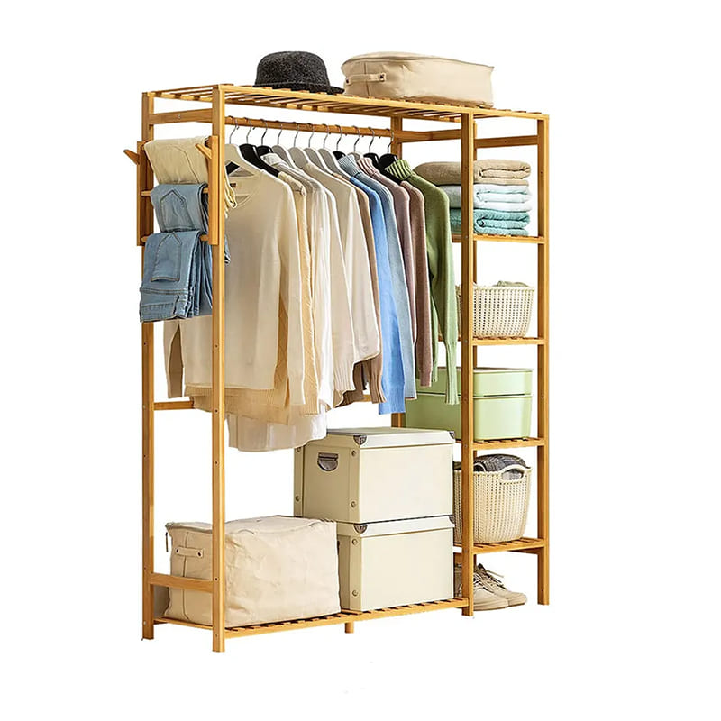 5 Storey Independent Garderobe Storage Manager Floor Bambus Garderobe