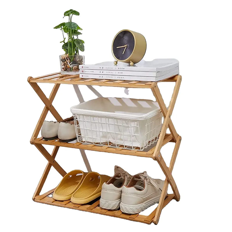Bambus sko rack til stue indgangsby sammenfoldelig sammenfoldelig 3 4niveauer