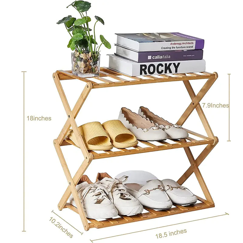 Bambus sko rack til stue indgangsby sammenfoldelig sammenfoldelig 3 4niveauer