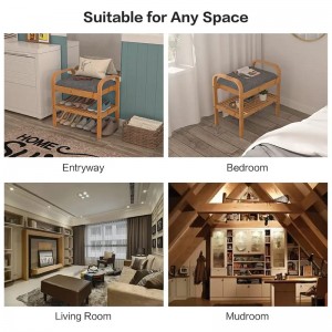 Corridor Display Shelf Organizer Storage Shoe Rack Bench Bambus Shoe Bench