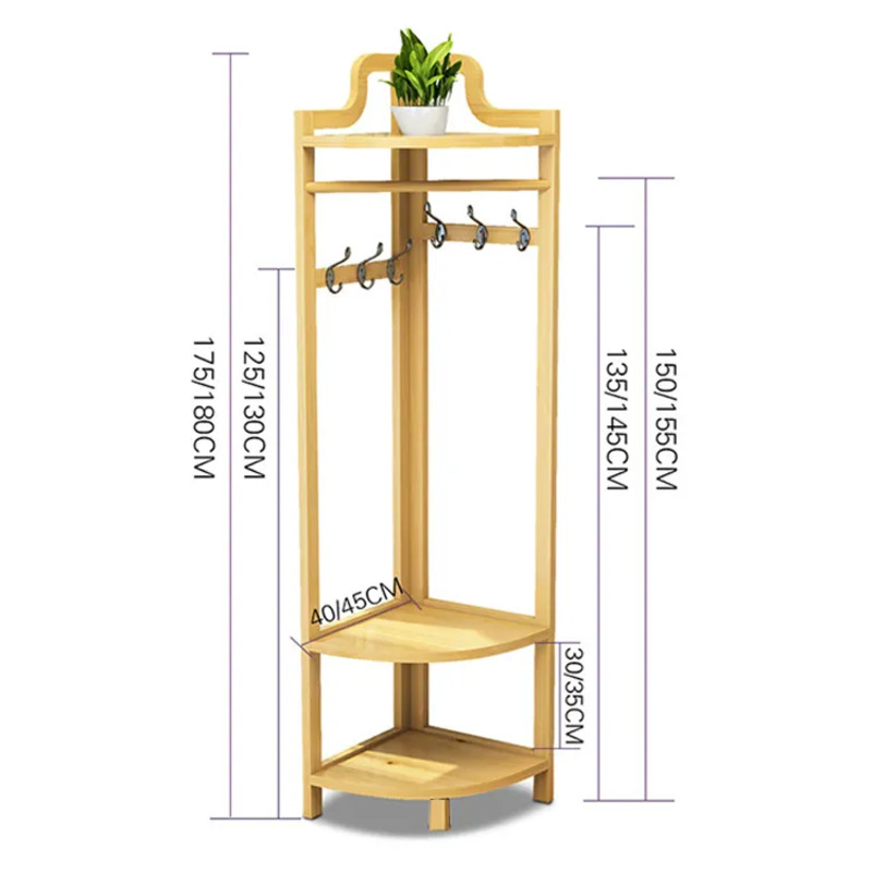 Højkvalitets hjørne hylde frakke opbevaring rack gulv trekantbøjle til soveværelse stue