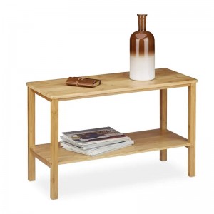 Stuenaturlig brun rektangulær bambus sofabord med opbevaringsrum