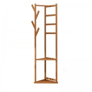 Multifunktionel bambusklædningsbøjlebeslag Corn Hall Tree Lodret tøj Bambusbøjle