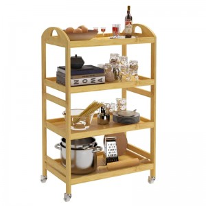 Rullende multifunktionsopbevaringsstyringskøretøj er holdbart og let at flytte bambusopbevaringsbil