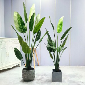 Næstennaturlige kunstige planter Potted Palm Tree Banana Tree Indoor Blade Green Plant Faxu Plant Home Decoration Bonsai Trees