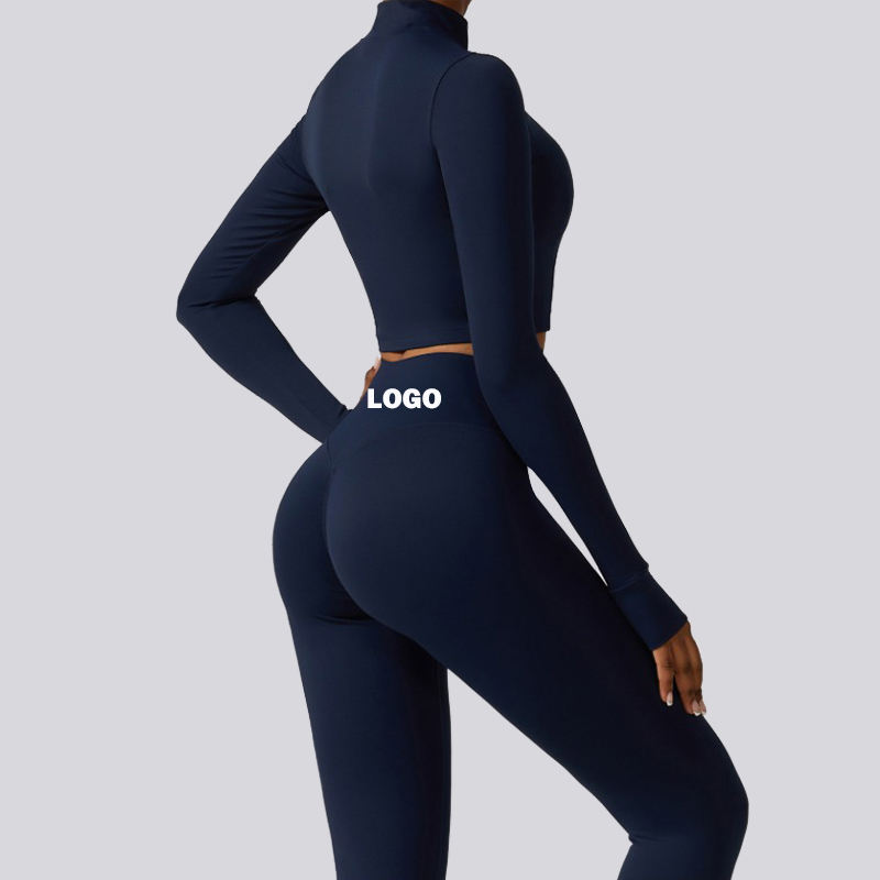 SC9281 3 Pieces Jacket Sport Bra Leggings Yoga Suit Black Fitness Leggings Gym Wear Women Sets Gym Clothing Zip Top Active Wear