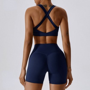 SC9284 Højt talje Træningshorts Brugerdefineret yoga Set Sømløs 2 -stykke Set Bra Vest Shorts Suit Yoga Slid til kvinder