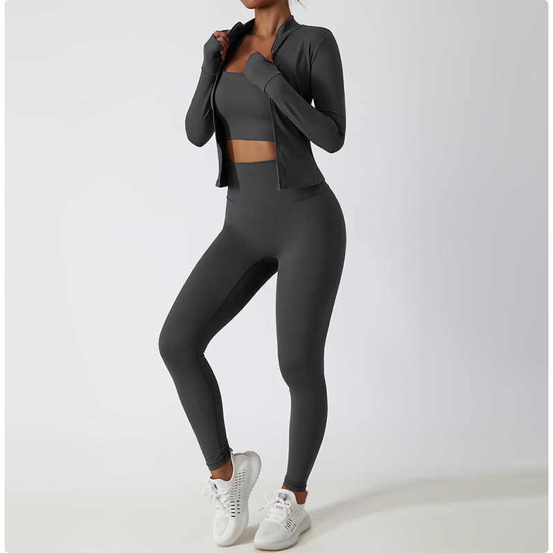 SC1053 Running Fitness Suit Langærmet yogabukser Sæt jakker Yoga Suit Set til Women Outdoor Gym Fitness Wear