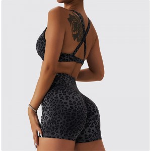 SC1066 Kvinders yoga sætter Leopard Print Sport Brh og Sport Shorts Running Duit Yoga Set Fitness Woman 2024
