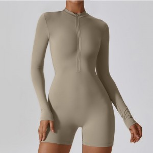 SC10610 Gym tøj Zip Top Yoga Set Active Wear One Stykker Prisløse Kvinder Yoga sæt bodysuit