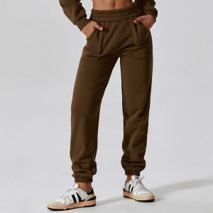 SC10114 Kvinder fleece elastisk talje Varm løs jogger vinter sweatpants sport termiske løbende bukser