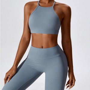 SC10183 Comfort Fitness Yoga Sexet justerbar sports Bra Halter Ladies Halter Neck Cross Back Sports BH for kvinder