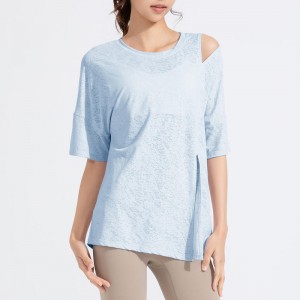 SC10262 T-shirt Løs afslappet fitness yoga kortærmet top yoga t shirts fitness, der kører runde-hals t-shirts