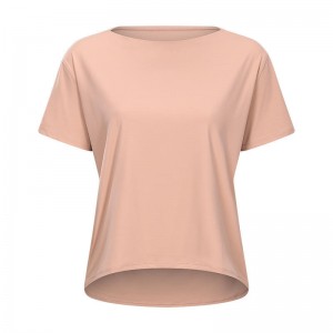 SC10266 Custom Logo Yoga Shirt Cutout Træning Pullover Yoga Shirt Short Sleeve Sports Yoga Træning Løs hurtig tør T -shirt Kvinder