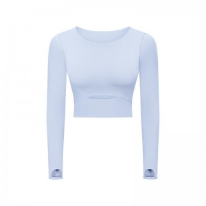 SC10275 Tæt passende langærmet yoga t-shirt kvinde yoga tee shirt afgrøde tank gymnastiksal langærmet yoga tops t-shirt