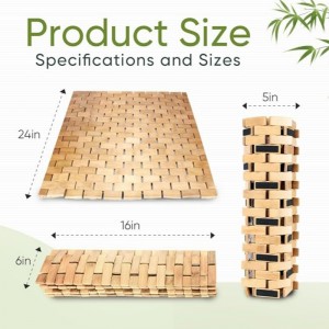 Naturlig bambusbadmåtte, skridsikre bambusbrusmåtte, vandtæt foldbar trægadmåtte til badekar
