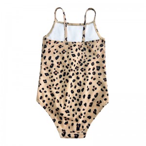 Halter i ét stykke flouncy leopard print